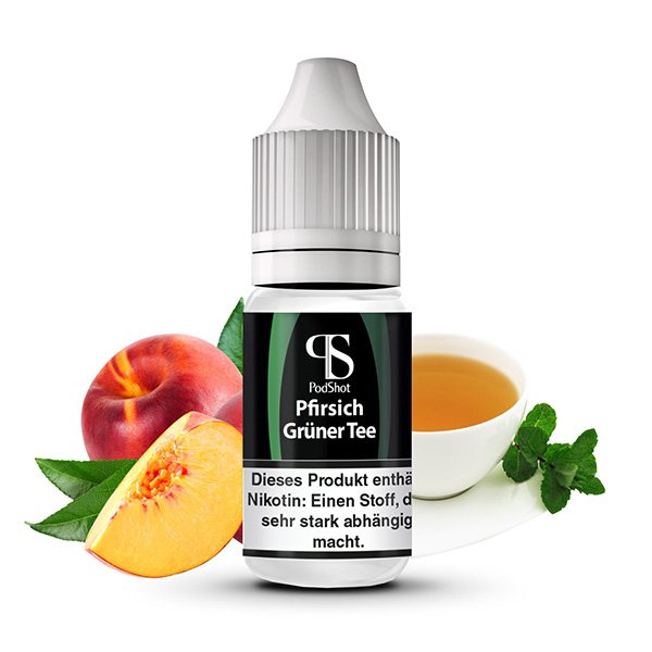 PodShot Pfirsich Grüner Tee Hybridsalz 10ml Liquid